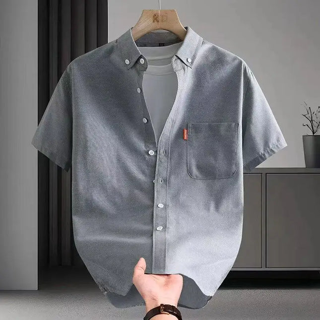 Plus Size 5XL Men's Casual Short Sleeve Cotton Dress Shirt