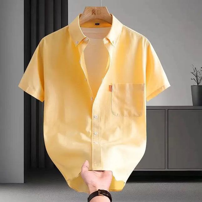 Plus Size 5XL Men's Casual Short Sleeve Cotton Dress Shirt