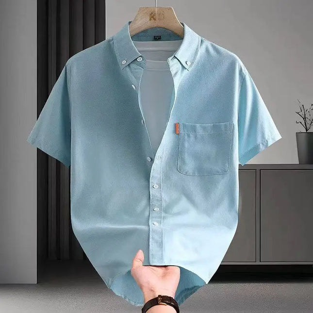 Plus Size 5XL Men's Casual Short Sleeve Cotton Dress Shirt