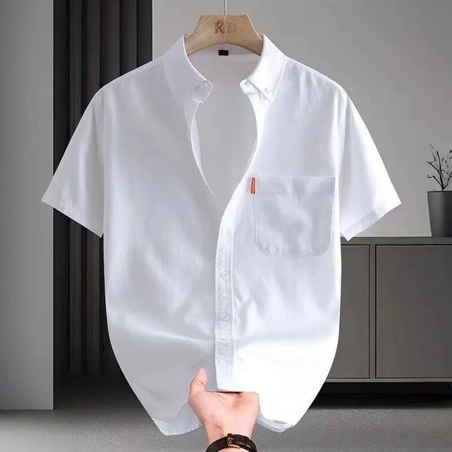 Plus Size 5XL Men's Casual Short Sleeve Cotton Dress Shirt
