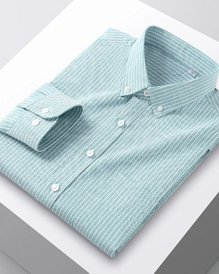 Plus Size 5XL Men's Oxford Shirt - Cotton Long Sleeve for Autumn