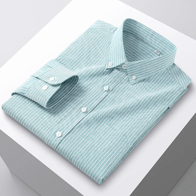Plus Size 5XL Men's Oxford Shirt - Cotton Long Sleeve for Autumn