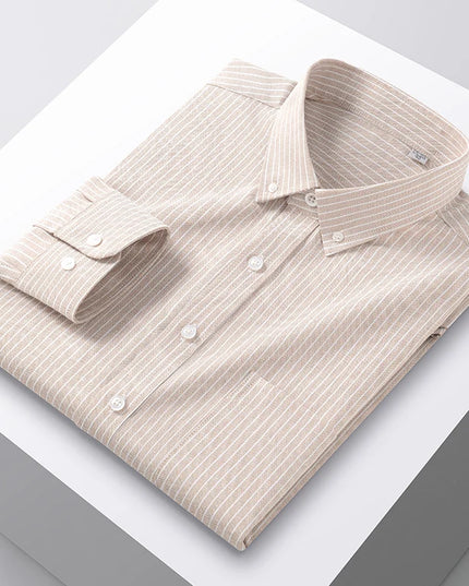 Plus Size 5XL Men's Oxford Shirt - Cotton Long Sleeve for Autumn