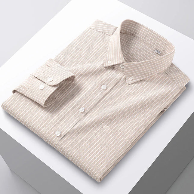 Plus Size 5XL Men's Oxford Shirt - Cotton Long Sleeve for Autumn