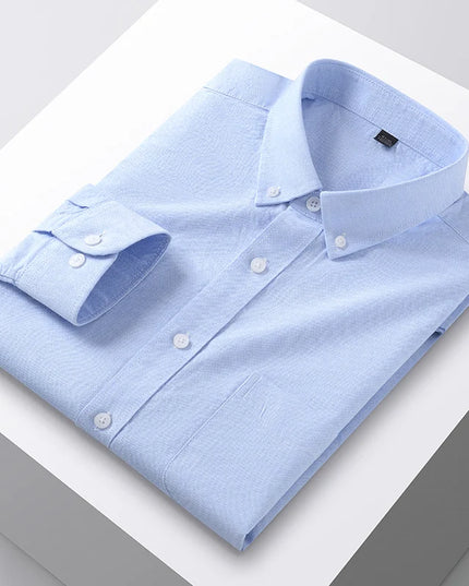 Plus Size 5XL Men's Oxford Shirt - Cotton Long Sleeve for Autumn