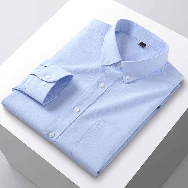 Plus Size 5XL Men's Oxford Shirt - Cotton Long Sleeve for Autumn