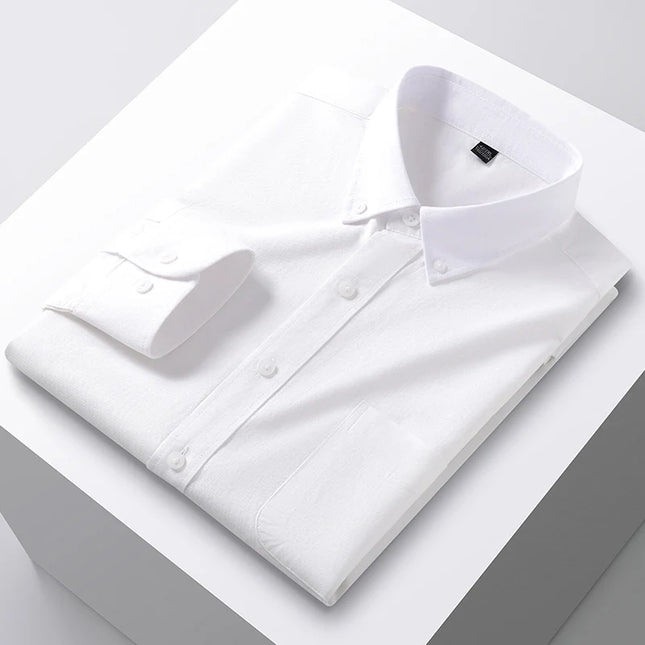 Plus Size 5XL Men's Oxford Shirt - Cotton Long Sleeve for Autumn
