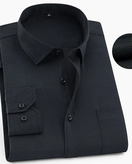 Plus Size 8XL-6XL Men's Long Sleeve Business Shirt - Solid White