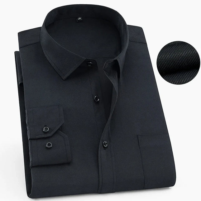 Plus Size 8XL-6XL Men's Long Sleeve Business Shirt - Solid White