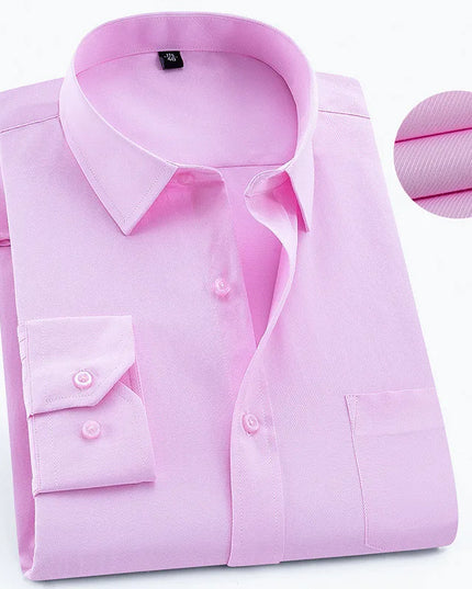 Plus Size 8XL-6XL Men's Long Sleeve Business Shirt - Solid White