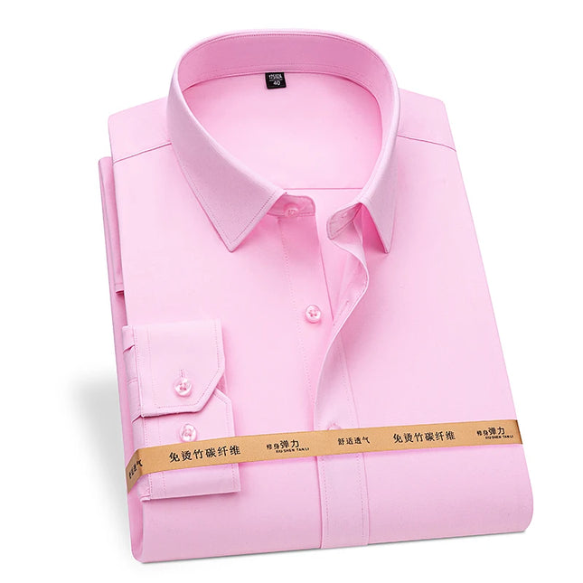 Plus Size Bamboo Fiber Shirts for Men - Soft Long Sleeve Stripe
