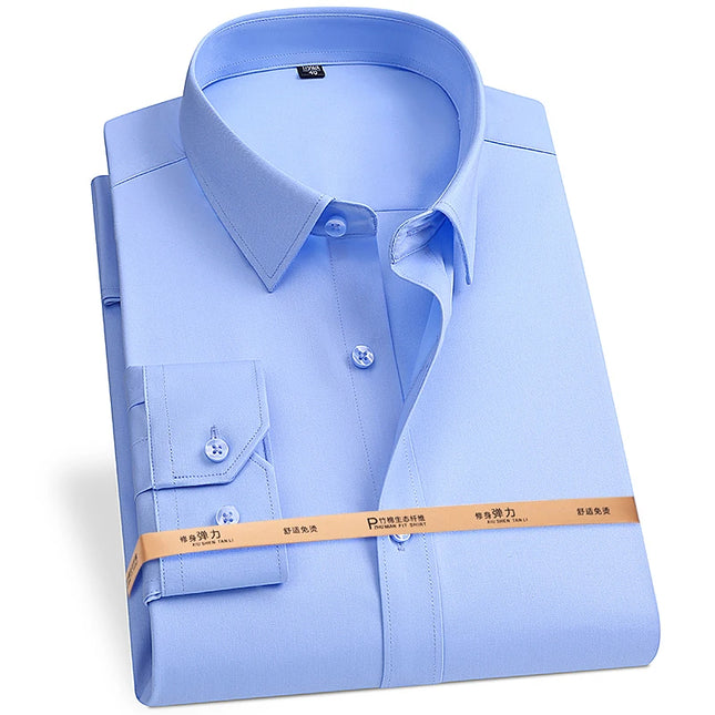 Plus Size Bamboo Fiber Shirts for Men - Soft Long Sleeve Stripe