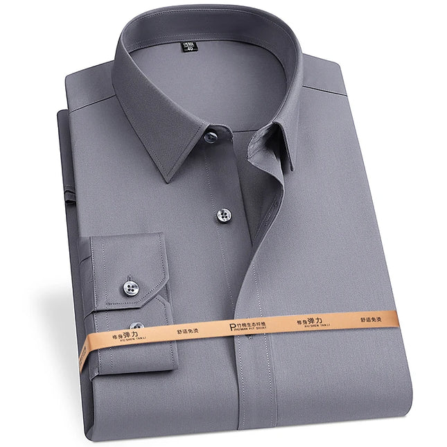Plus Size Bamboo Fiber Shirts for Men - Soft Long Sleeve Stripe