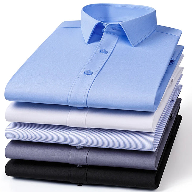 Plus Size Bamboo Fiber Shirts for Men - Soft Long Sleeve Stripe