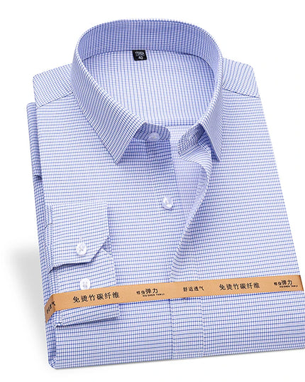 Plus Size Bamboo Fiber Shirts for Men - Soft Long Sleeve Stripe