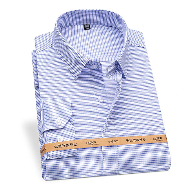 Plus Size Bamboo Fiber Shirts for Men - Soft Long Sleeve Stripe