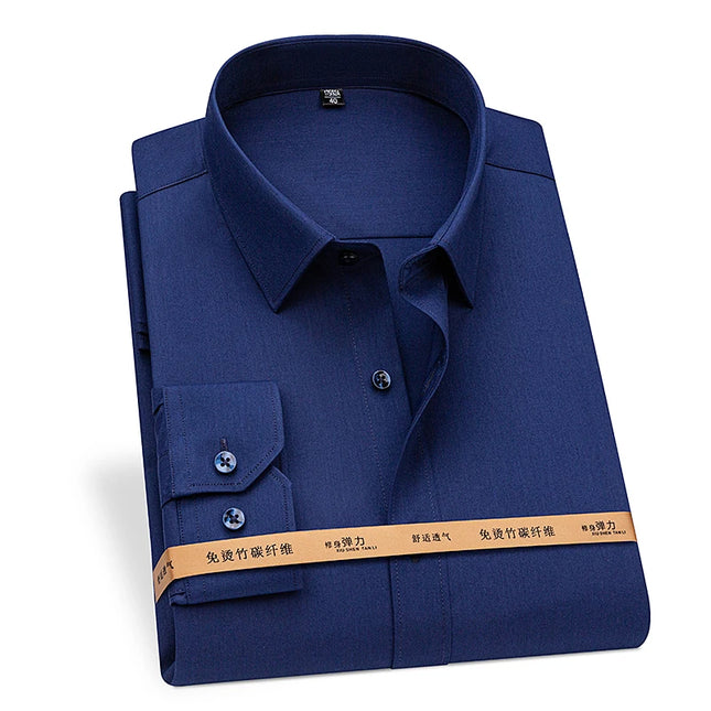 Plus Size Bamboo Fiber Shirts for Men - Soft Long Sleeve Stripe