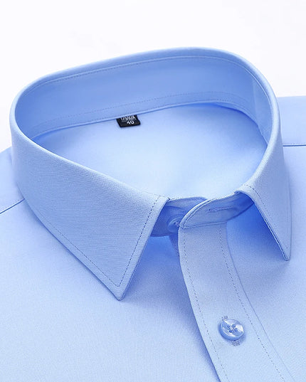 Plus Size Men's Business Shirts - Soft Bamboo Fiber, Long Sleeve