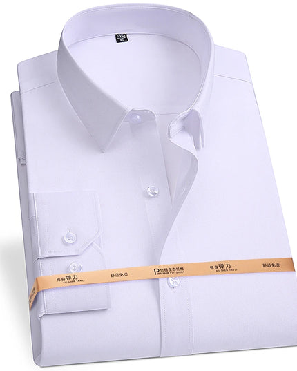 Plus Size Men's Business Shirts - Soft Bamboo Fiber, Long Sleeve
