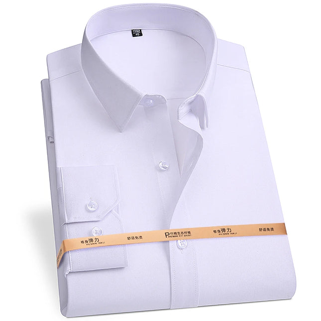 Plus Size Men's Business Shirts - Soft Bamboo Fiber, Long Sleeve