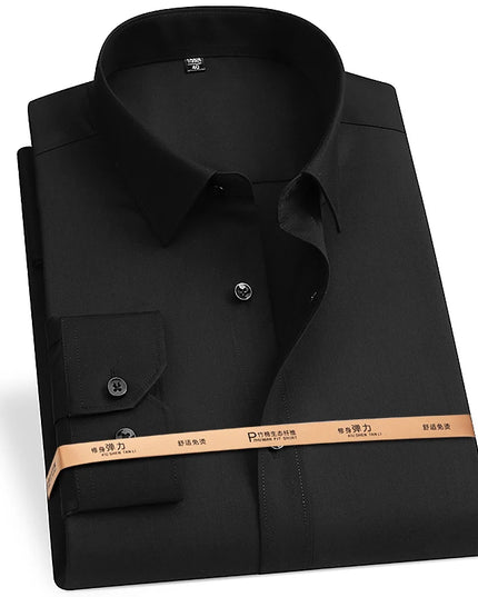Plus Size Men's Business Shirts - Soft Bamboo Fiber, Long Sleeve