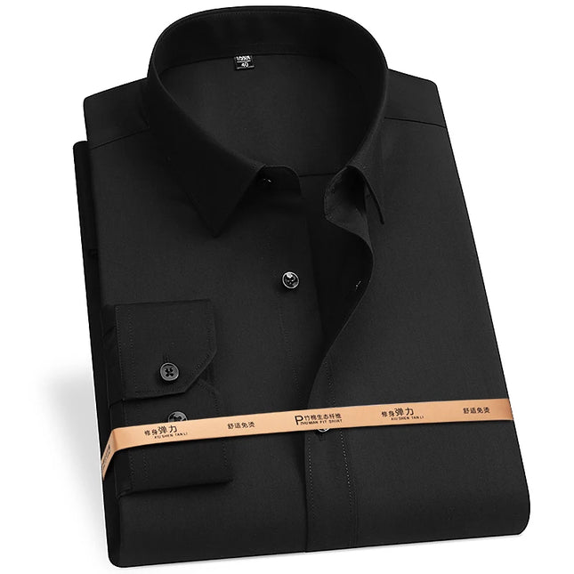Plus Size Men's Business Shirts - Soft Bamboo Fiber, Long Sleeve