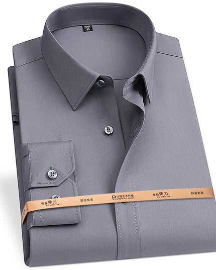 Plus Size Men's Business Shirts - Soft Bamboo Fiber, Long Sleeve