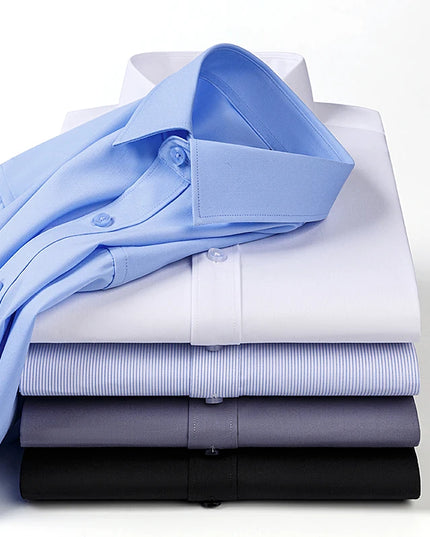 Plus Size Men's Business Shirts - Soft Bamboo Fiber, Long Sleeve