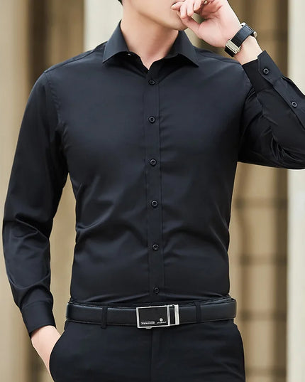 Plus Size Slim Fit Business Shirt - Classic White Long Sleeve