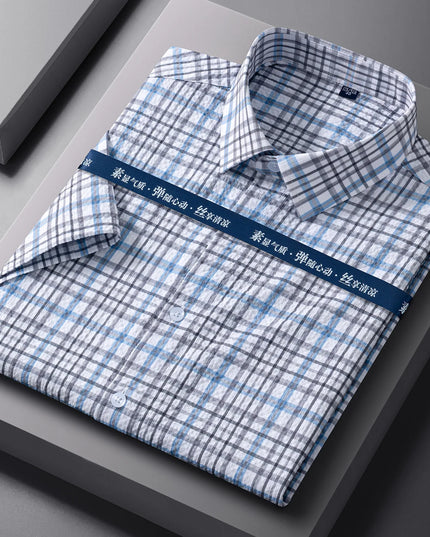 Premium Checkered Bamboo Fiber Shirts - Slim Fit, Breathable Summer Tops