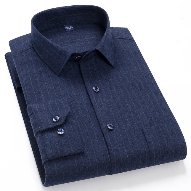 Pure Cotton Plaid Shirt for Men - Casual Long Sleeve Oversized Fit