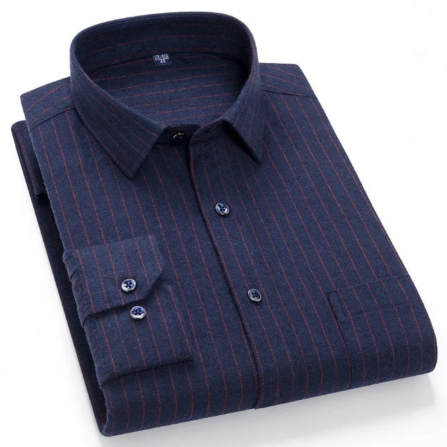 Pure Cotton Plaid Shirt for Men - Casual Long Sleeve Oversized Fit