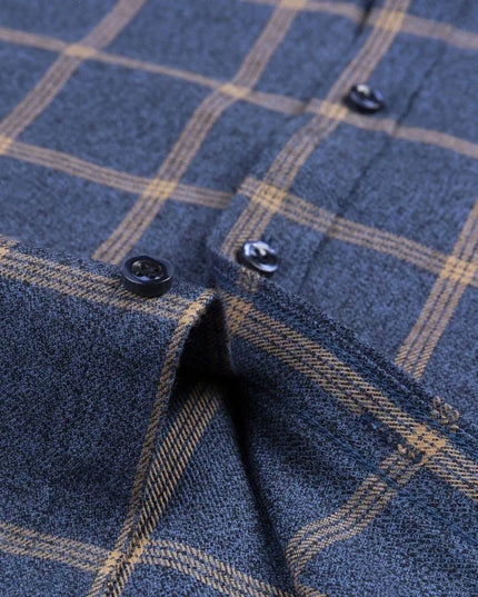 Pure Cotton Plaid Shirt for Men - Casual Long Sleeve Oversized Fit