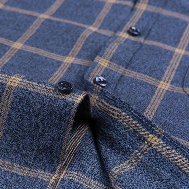 Pure Cotton Plaid Shirt for Men - Casual Long Sleeve Oversized Fit