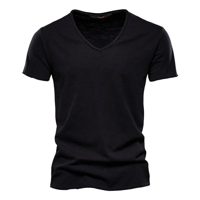 Quality 100% Cotton V-Neck T-Shirt for Men - Slim Fit Fashion Tee