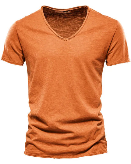 Quality 100% Cotton V-Neck T-Shirt for Men - Slim Fit Fashion Tee