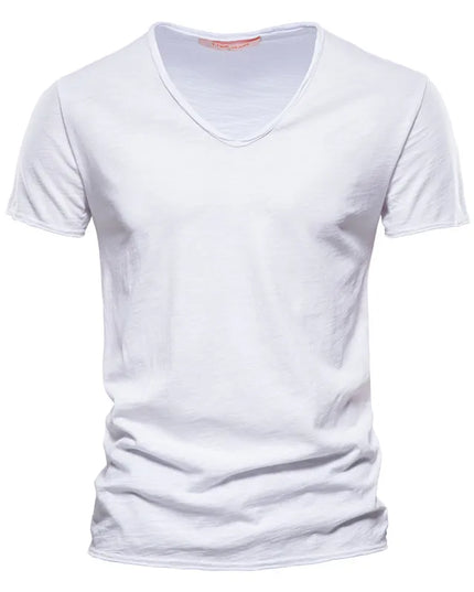 Quality 100% Cotton V-Neck T-Shirt for Men - Slim Fit Fashion Tee