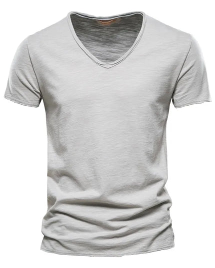 Quality 100% Cotton V-Neck T-Shirt for Men - Slim Fit Fashion Tee