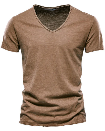 Quality 100% Cotton V-Neck T-Shirt for Men - Slim Fit Fashion Tee