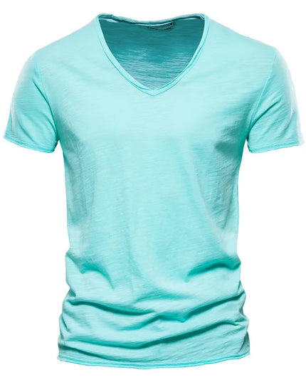 Quality 100% Cotton V-Neck T-Shirt for Men - Slim Fit Fashion Tee