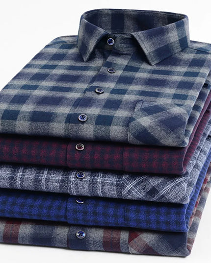 S-4XL Men's 100% Cotton Plaid Shirt - Luxury Comfort for Spring 2024