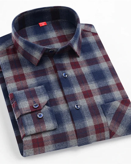 S-4XL Men's 100% Cotton Plaid Shirt - Luxury Comfort for Spring 2024