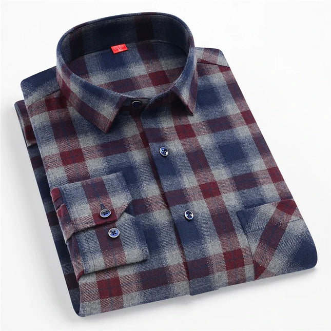 S-4XL Men's 100% Cotton Plaid Shirt - Luxury Comfort for Spring 2024