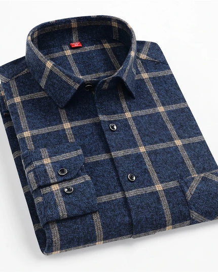 S-4XL Men's 100% Cotton Plaid Shirt - Luxury Comfort for Spring 2024