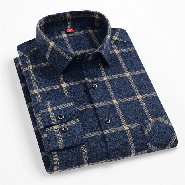 S-4XL Men's 100% Cotton Plaid Shirt - Luxury Comfort for Spring 2024