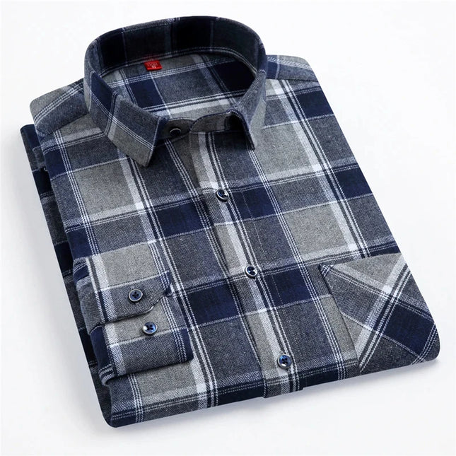 S-4XL Men's 100% Cotton Plaid Shirt - Luxury Comfort for Spring 2024