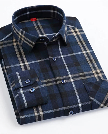 S-4XL Men's 100% Cotton Plaid Shirt - Luxury Comfort for Spring 2024