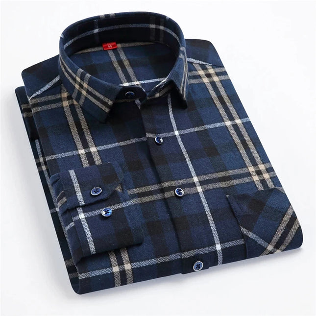S-4XL Men's 100% Cotton Plaid Shirt - Luxury Comfort for Spring 2024
