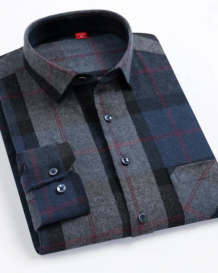 S-4XL Men's 100% Cotton Plaid Shirt - Luxury Comfort for Spring 2024