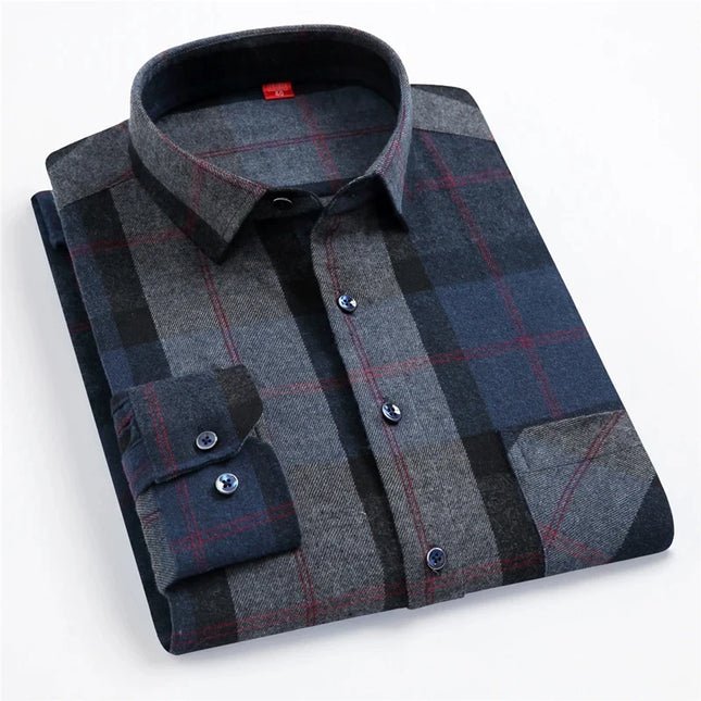 S-4XL Men's 100% Cotton Plaid Shirt - Luxury Comfort for Spring 2024
